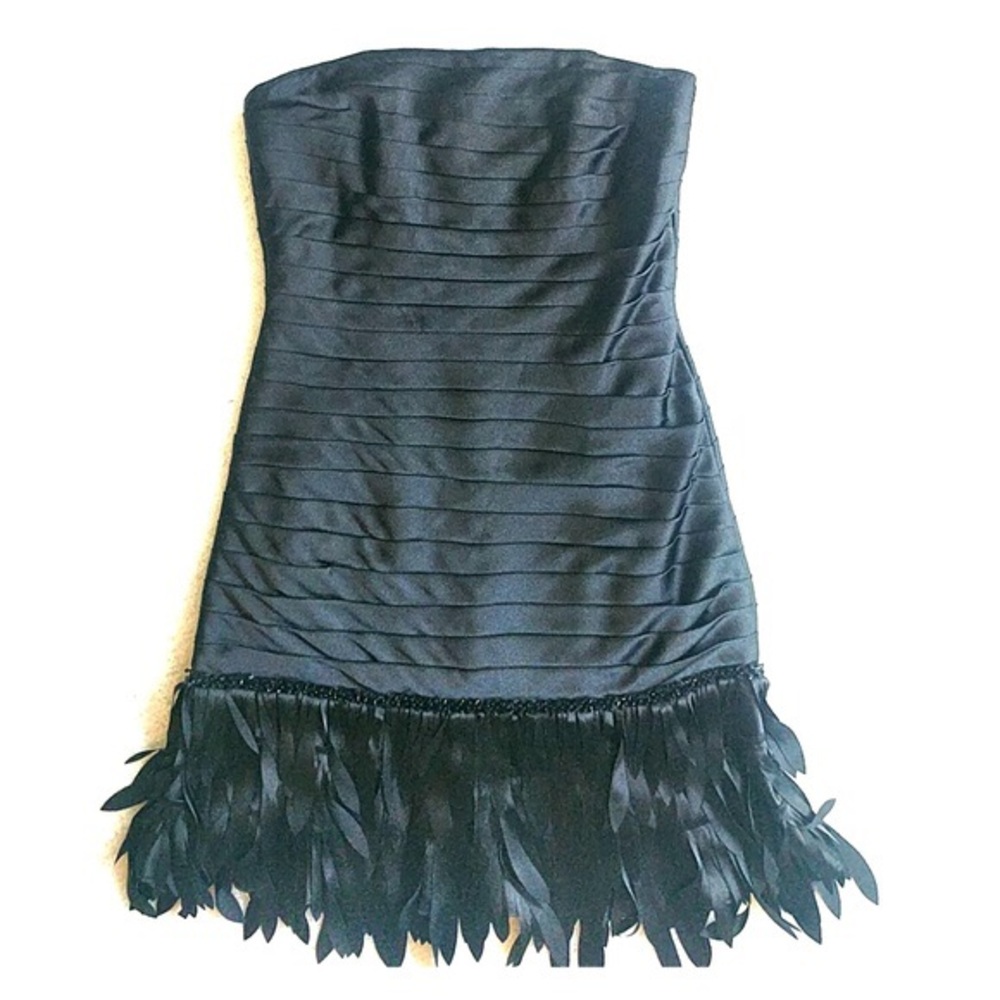 • WHBM • Strapless satin fringe flapper dress size 4